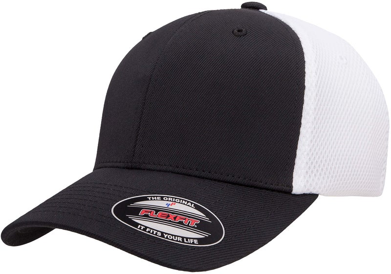 Flexfit Unisex Adult Ultrafibre Airmesh Fitted Cap Hat, Black/White, Small-Medium US - Image 1